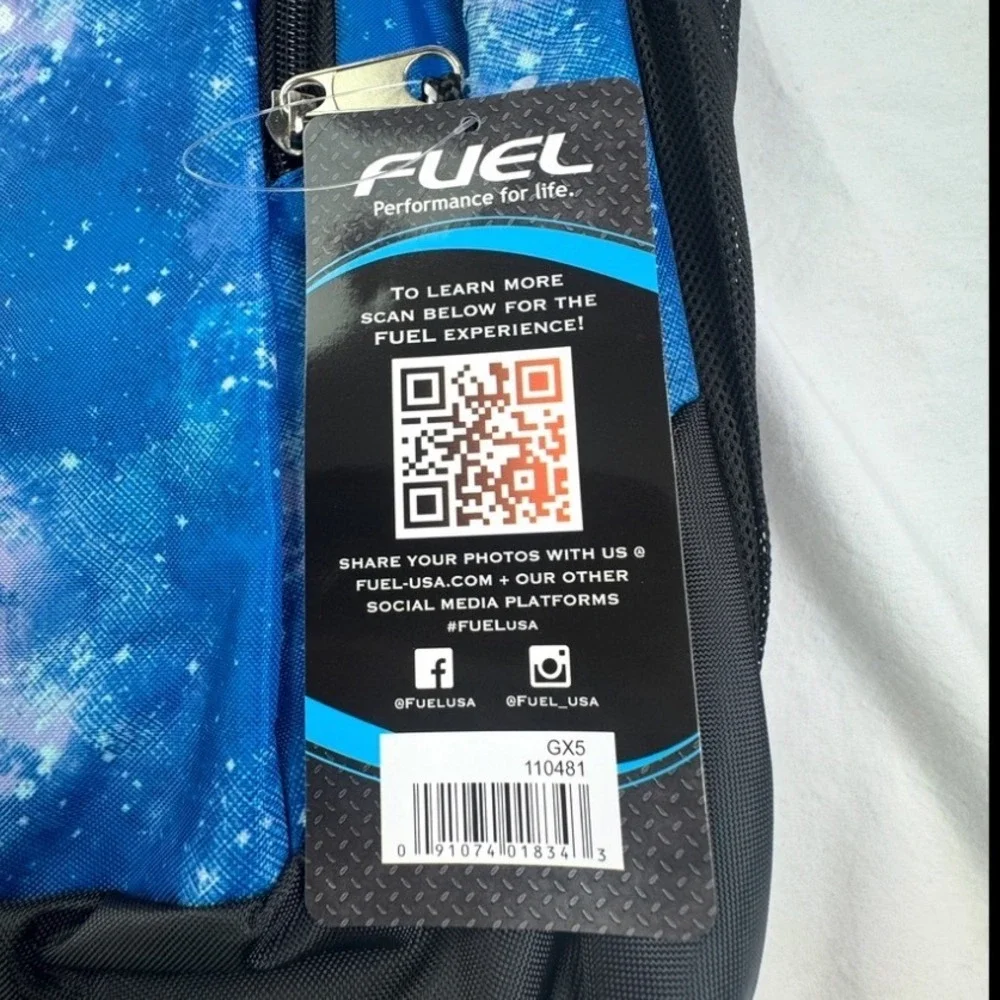 Fuel Sport Shock Backpack Blue Galaxy Nebula Print Laptop Pocket GX5 110481 NWT